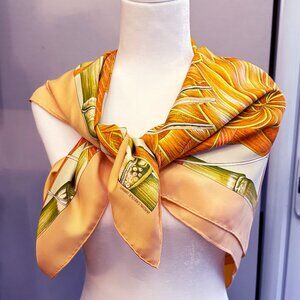 HERMES JARDIN CREOLE Carre 90. Jardin Creole Hermes silk scarf (100% silk)